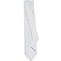 CRAVATTA SARTORIALE 5 PIEGHE IN SETA BIANCA Microfantasia fiore
