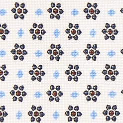 CRAVATTA SARTORIALE 5 PIEGHE IN SETA BIANCA Microfantasia fiore