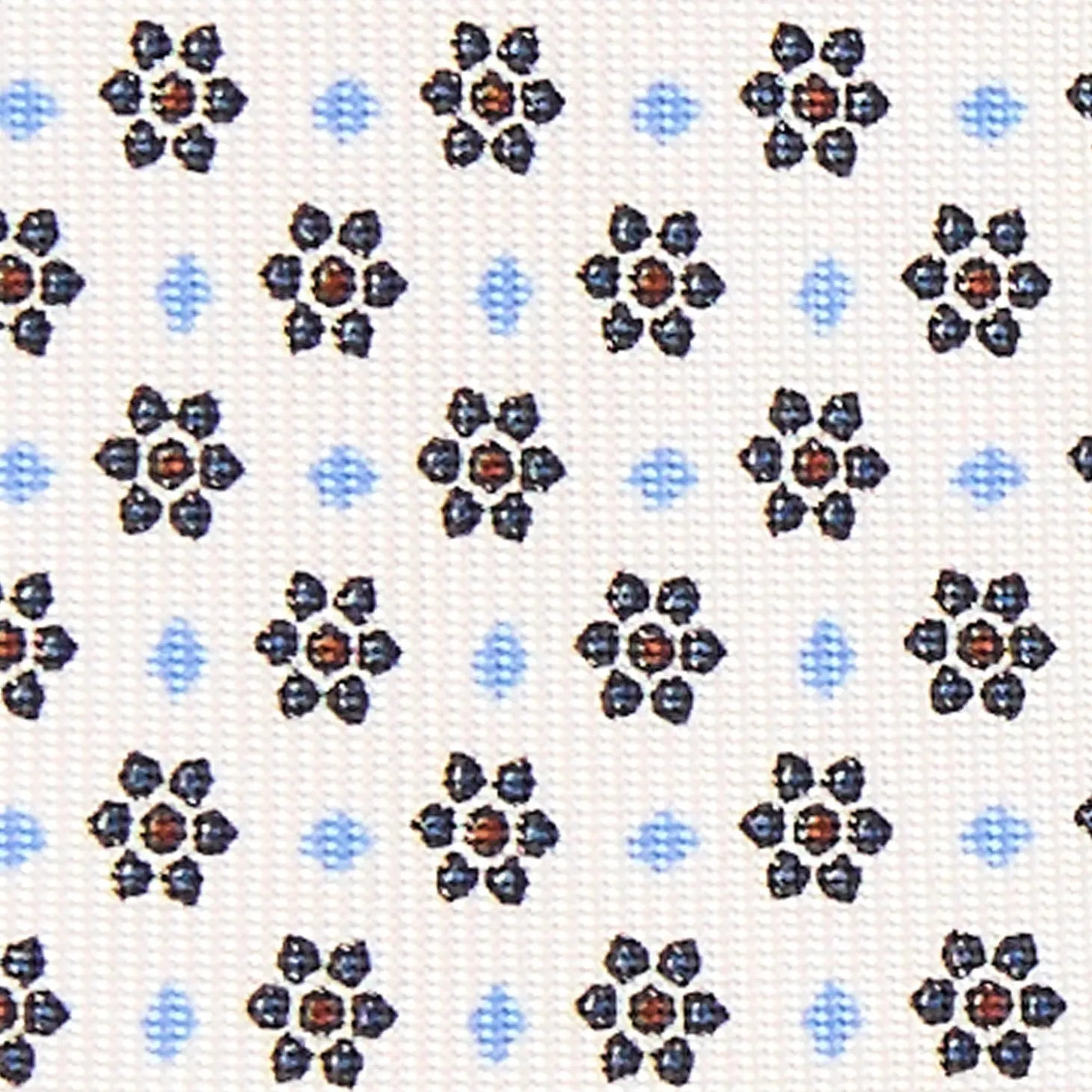 CRAVATTA SARTORIALE 5 PIEGHE IN SETA BIANCA Microfantasia fiore
