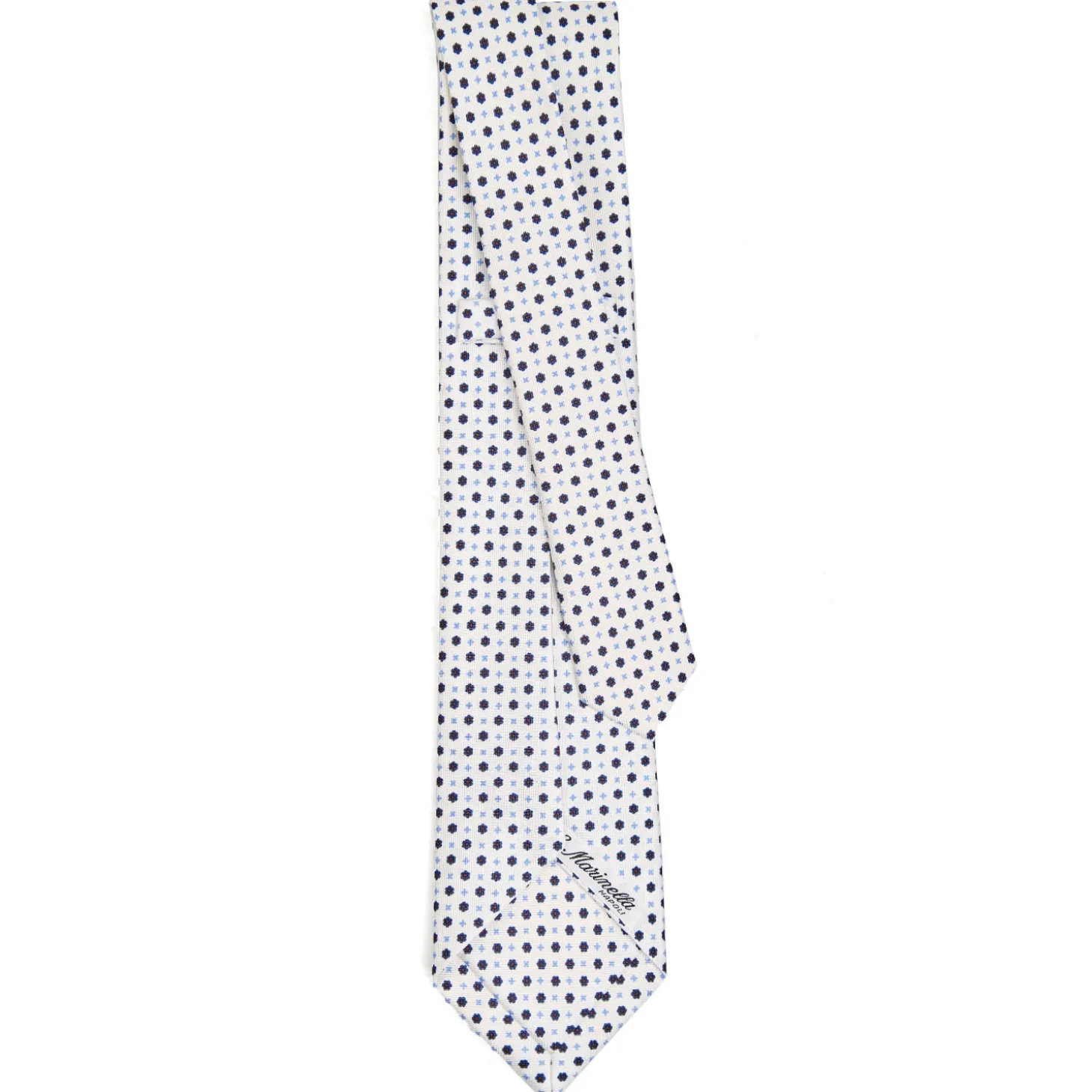 CRAVATTA SARTORIALE 5 PIEGHE IN SETA BIANCA Microfantasia fiore