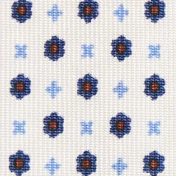 CRAVATTA SARTORIALE 5 PIEGHE IN SETA BIANCA Microfantasia fiore