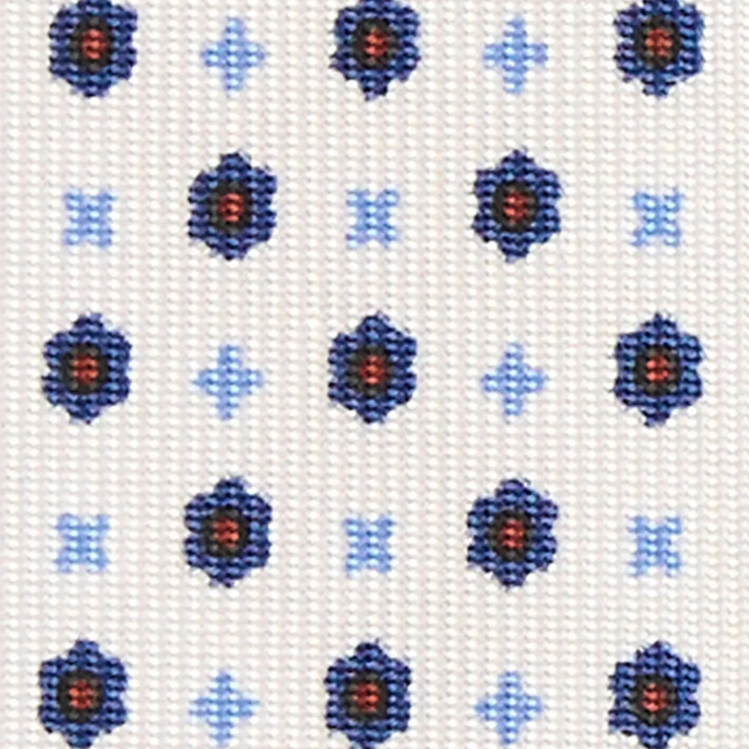 CRAVATTA SARTORIALE 5 PIEGHE IN SETA BIANCA Microfantasia fiore