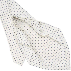 CRAVATTA SARTORIALE 7 PIEGHE IN SETA BIANCA Microfantasia fiore