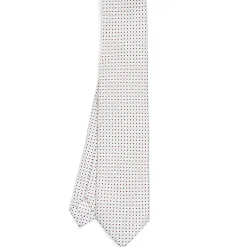 CRAVATTA SARTORIALE 7 PIEGHE IN SETA BIANCA Microfantasia fiore