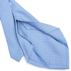 CRAVATTA SARTORIALE 5 PIEGHE IN SETA AZZURRA Microfantasia fiore