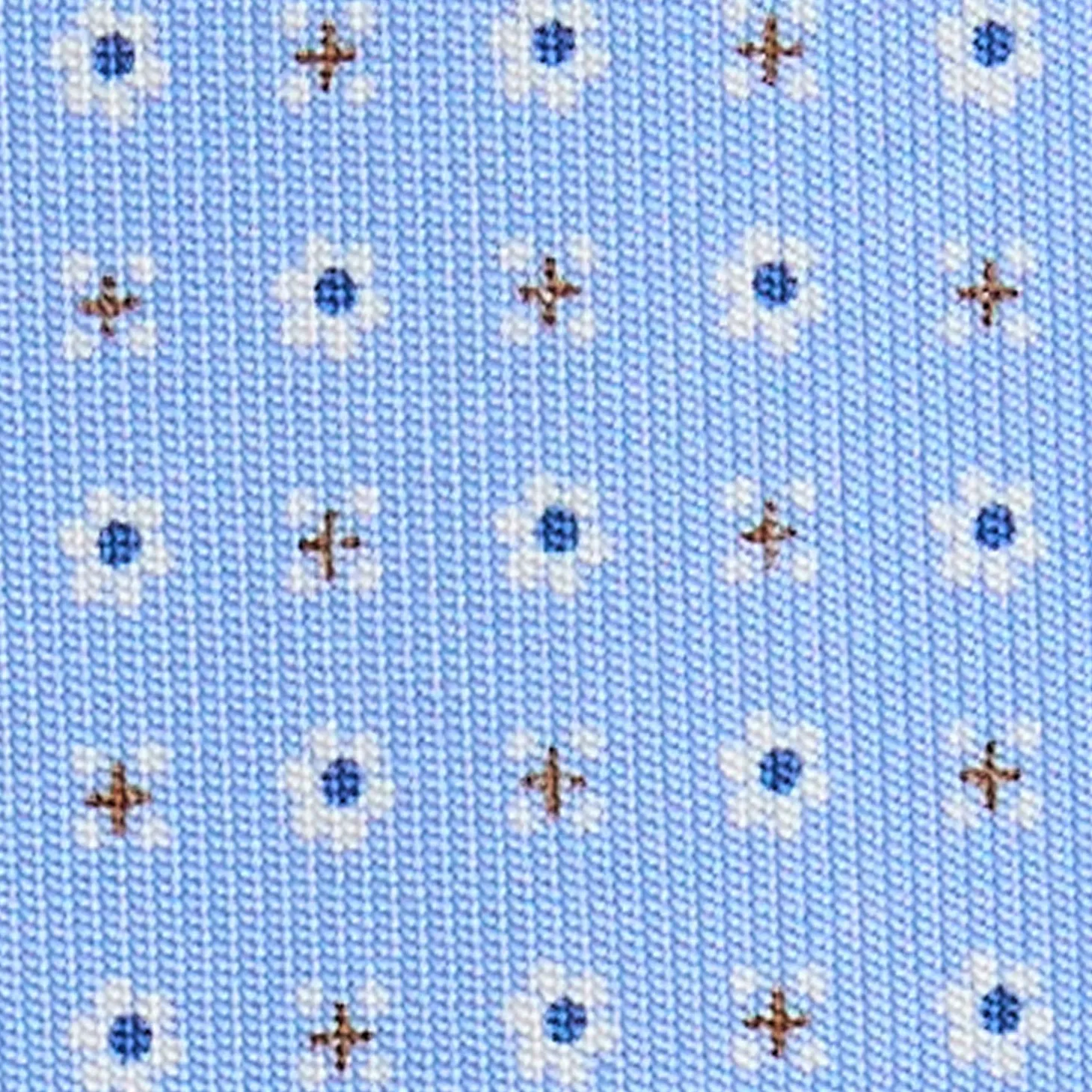 CRAVATTA SARTORIALE 5 PIEGHE IN SETA AZZURRA Microfantasia fiore