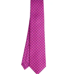 CRAVATTA SARTORIALE 5 PIEGHE IN SETA FUCSIA Microfantasia fiore