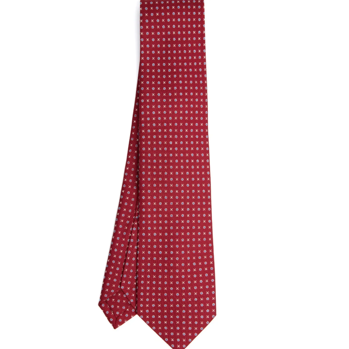 CRAVATTA SARTORIALE 5 PIEGHE IN SETA BORDEAUX Microfantasia fiore