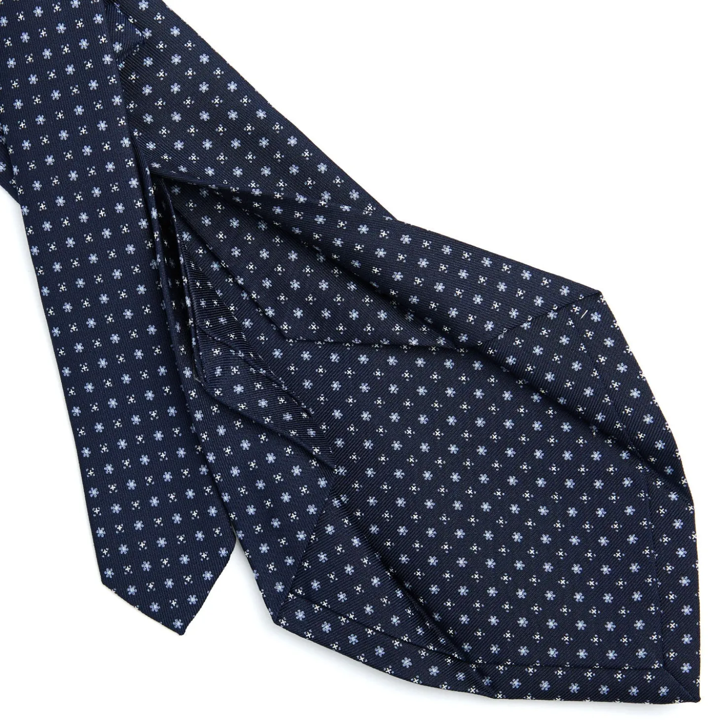 CRAVATTA SARTORIALE 5 PIEGHE IN SETA BLU SCUROMicrofantasia fiore