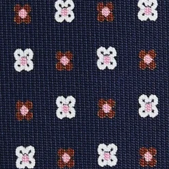 CRAVATTA SARTORIALE 5 PIEGHE IN SETA BLU SCUROMicrofantasia fiore