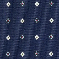 CRAVATTA SARTORIALE 5 PIEGHE IN SETA BLU SCUROMicrofantasia fiore
