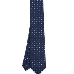 CRAVATTA SARTORIALE 5 PIEGHE IN SETA BLU SCUROMicrofantasia fiore