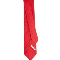 CRAVATTA SARTORIALE 5 PIEGHE IN SETA ROSSA Microfantasia fiore