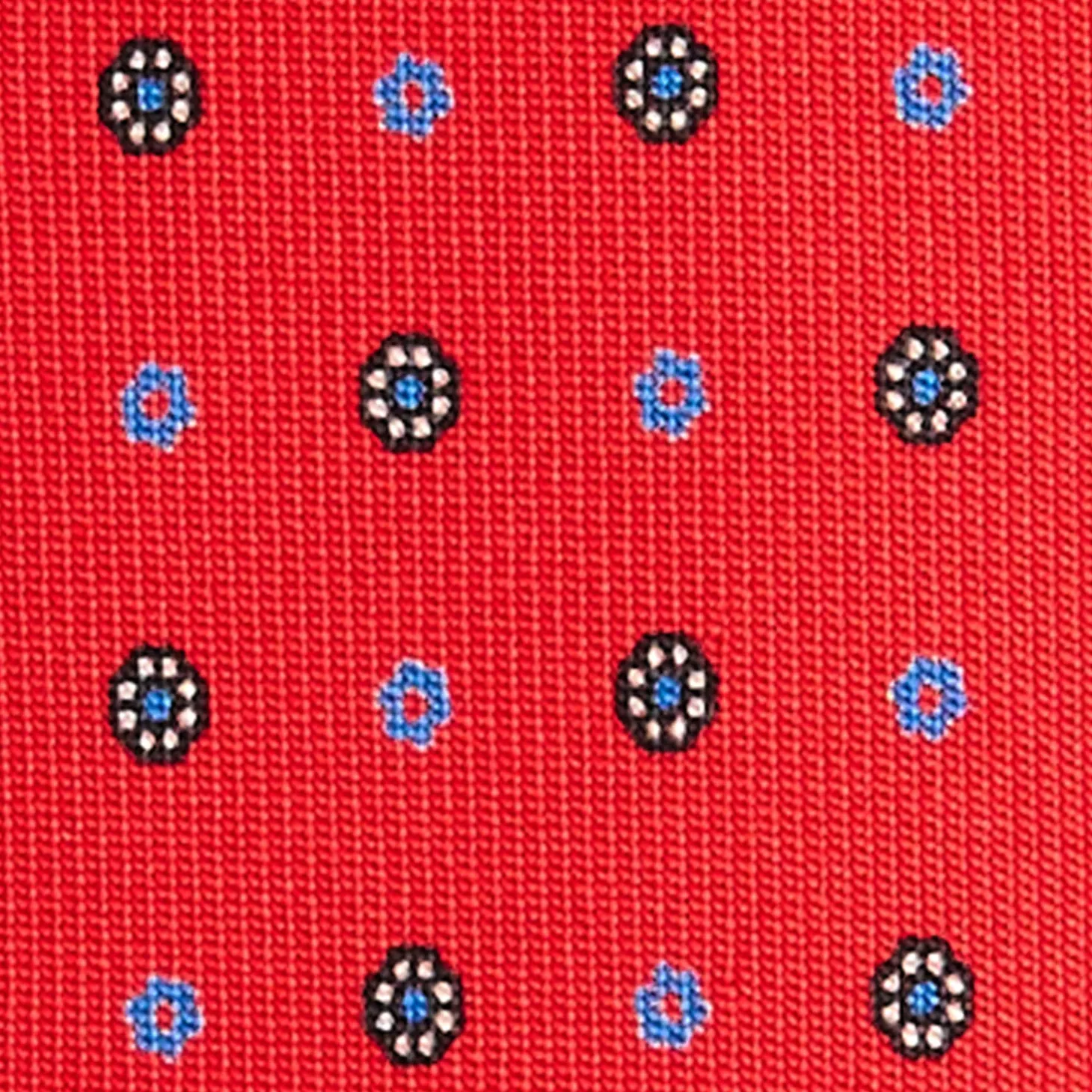 CRAVATTA SARTORIALE 5 PIEGHE IN SETA ROSSA Microfantasia fiore
