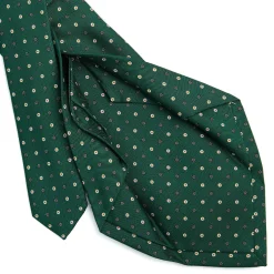 CRAVATTA SARTORIALE 5 PIEGHE IN SETA VERDE SCURO Microfantasia fiore