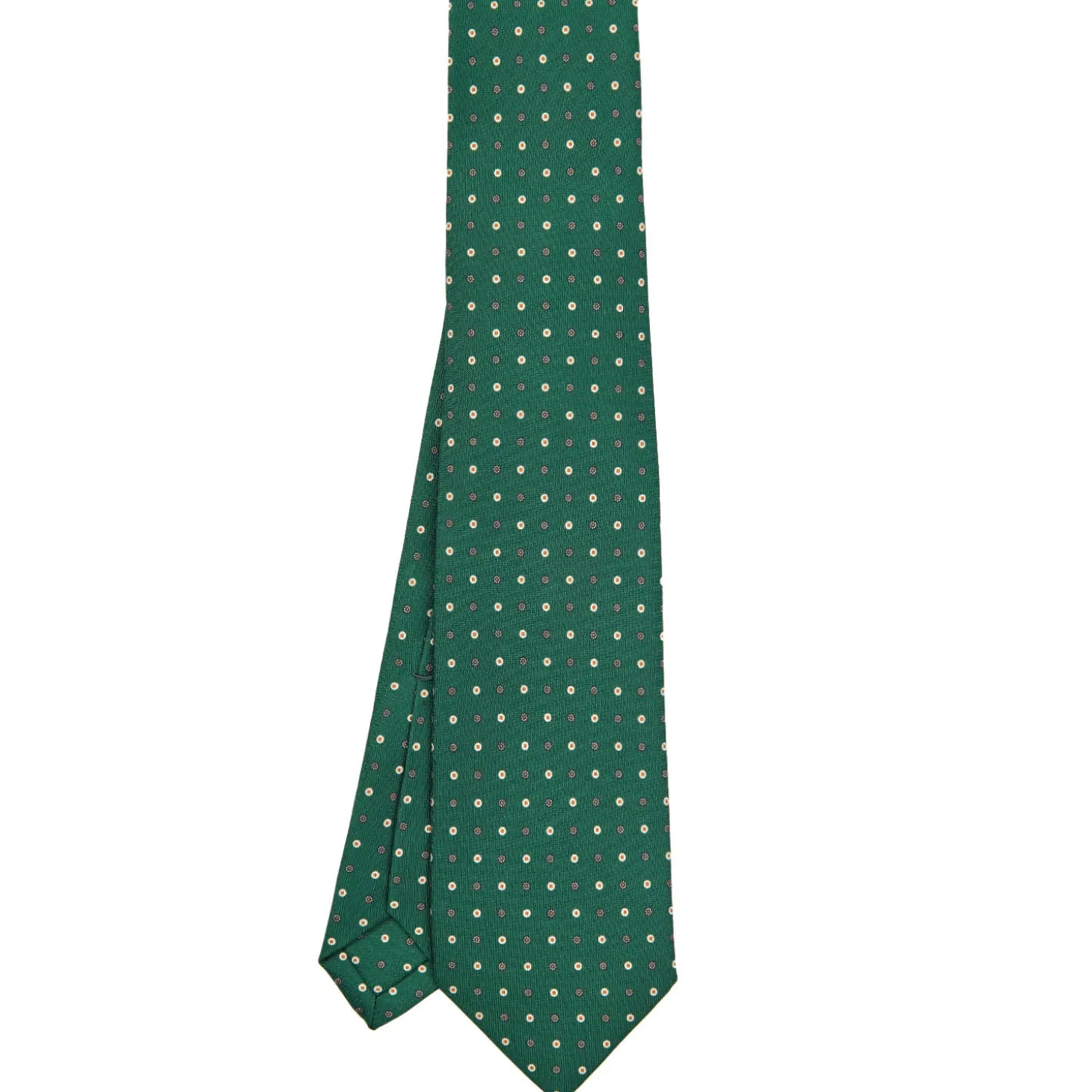 CRAVATTA SARTORIALE 5 PIEGHE IN SETA VERDE SCURO Microfantasia fiore