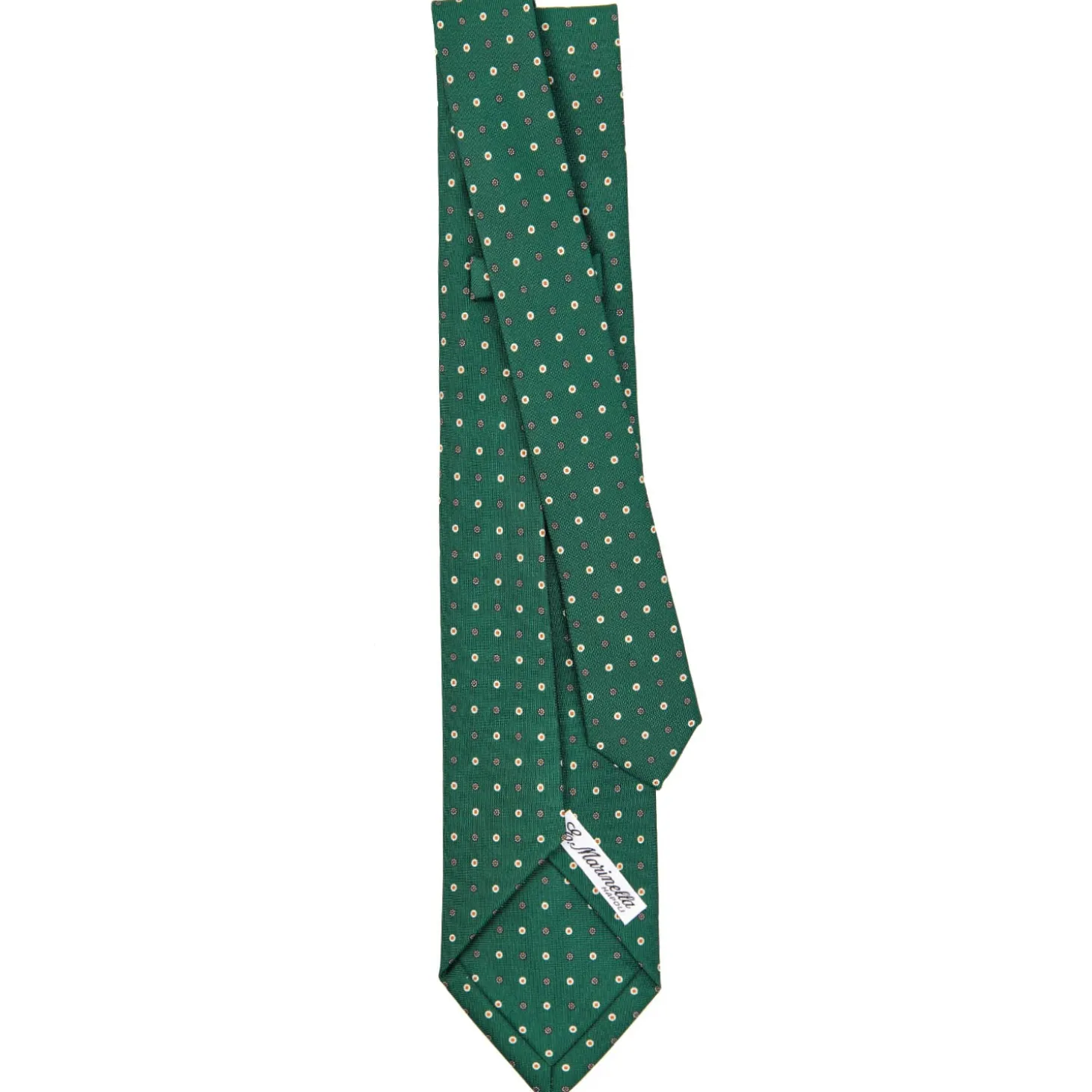 CRAVATTA SARTORIALE 5 PIEGHE IN SETA VERDE SCURO Microfantasia fiore