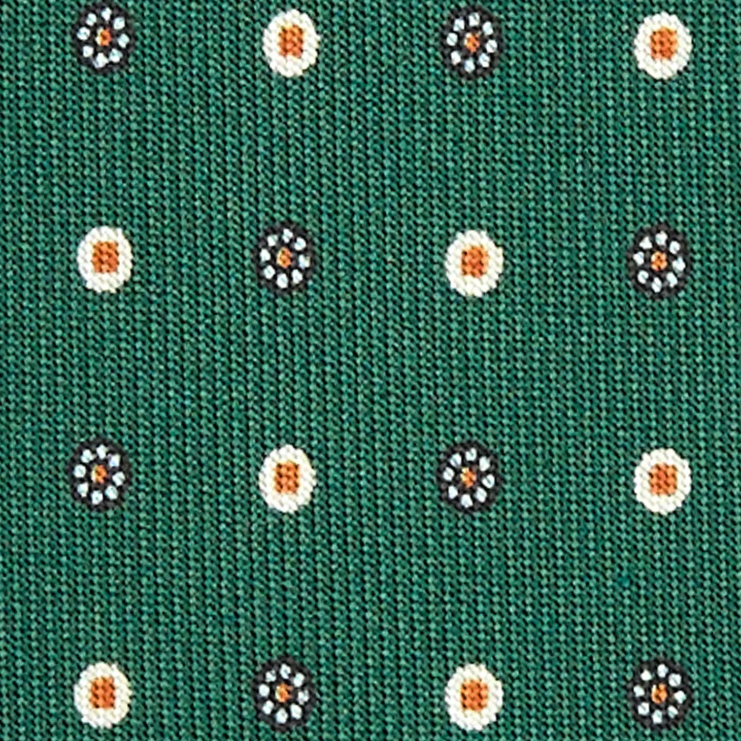 CRAVATTA SARTORIALE 5 PIEGHE IN SETA VERDE SCURO Microfantasia fiore