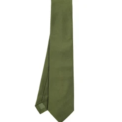 CRAVATTA SARTORIALE SETA JACQUARD VERDE OLIVA Tinta unita