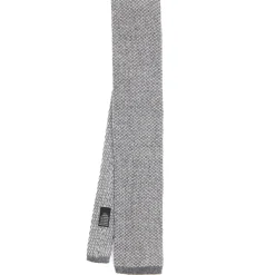 CRAVATTA TRICOT IN CASHMERE GRIGIO CHIARO Tinta unita