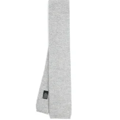 CRAVATTA TRICOT IN CASHMERE GRIGIO CHIARO Tinta unita