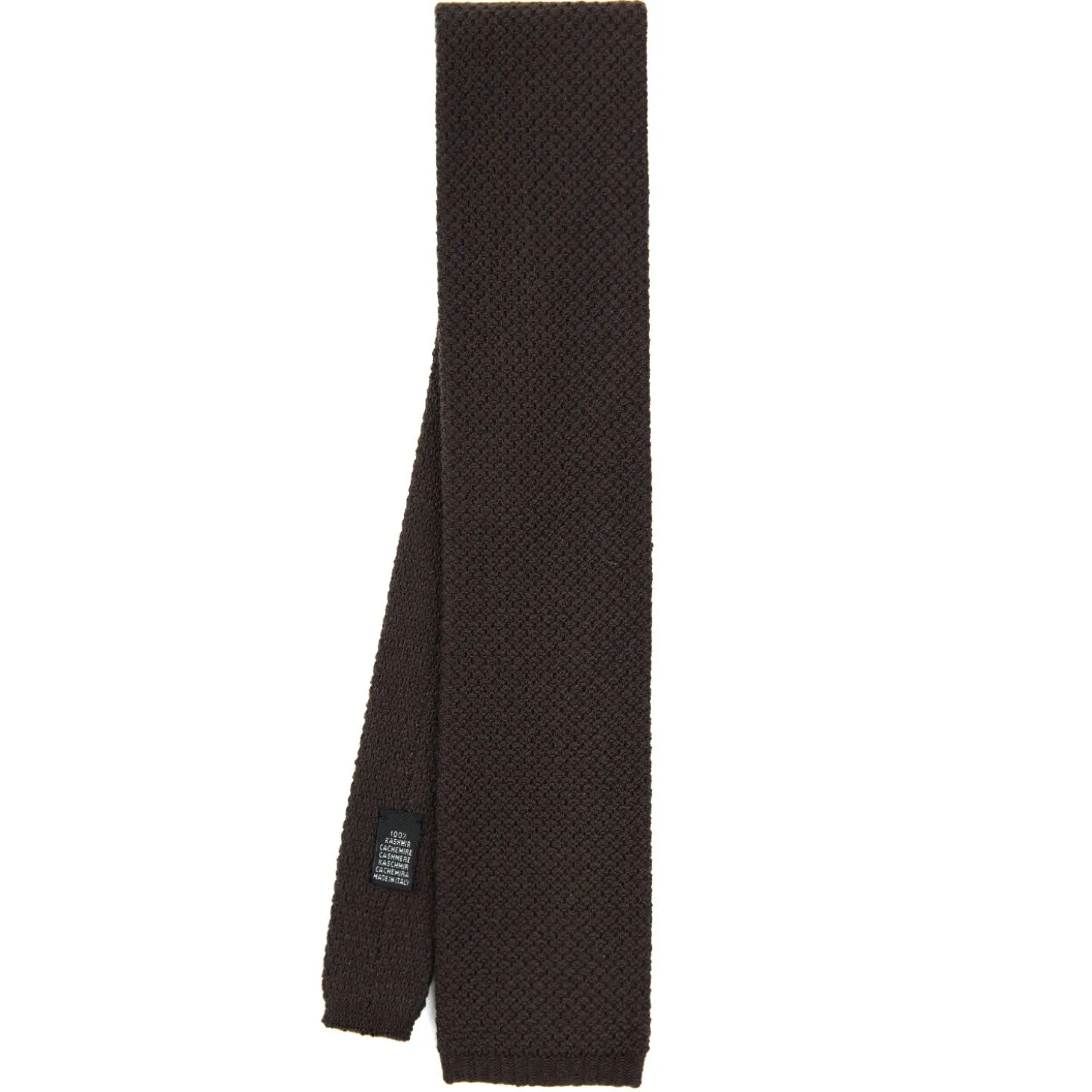 CRAVATTA TRICOT IN CASHMERE MARRONE SCURO Tinta unita