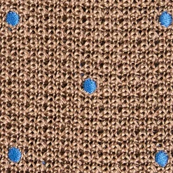 CRAVATTA TRICOT IN SETA BEIGE Pois azzurro