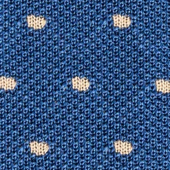 CRAVATTA TRICOT IN SETA BLU Pois beige