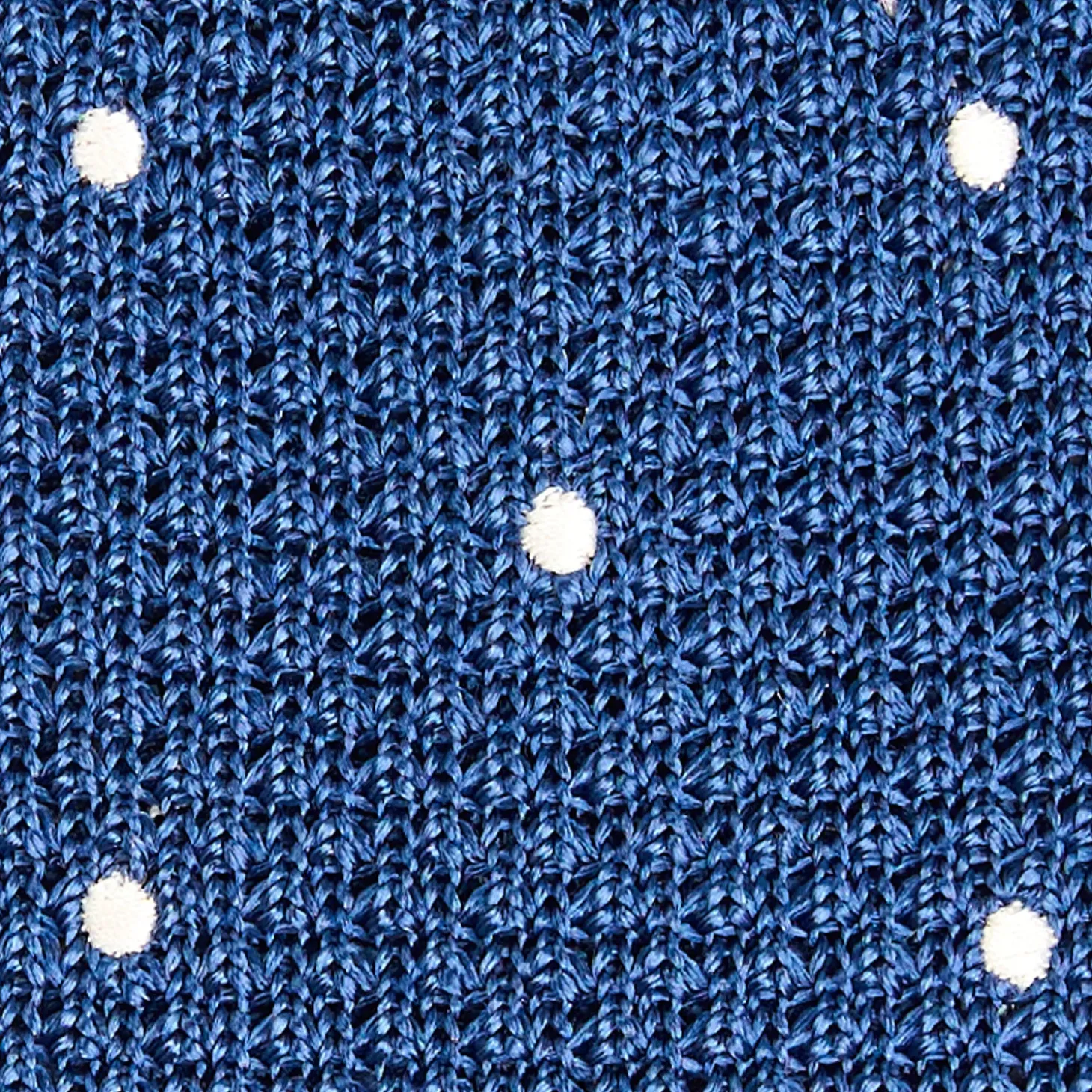 CRAVATTA TRICOT IN SETA BLU Pois beige