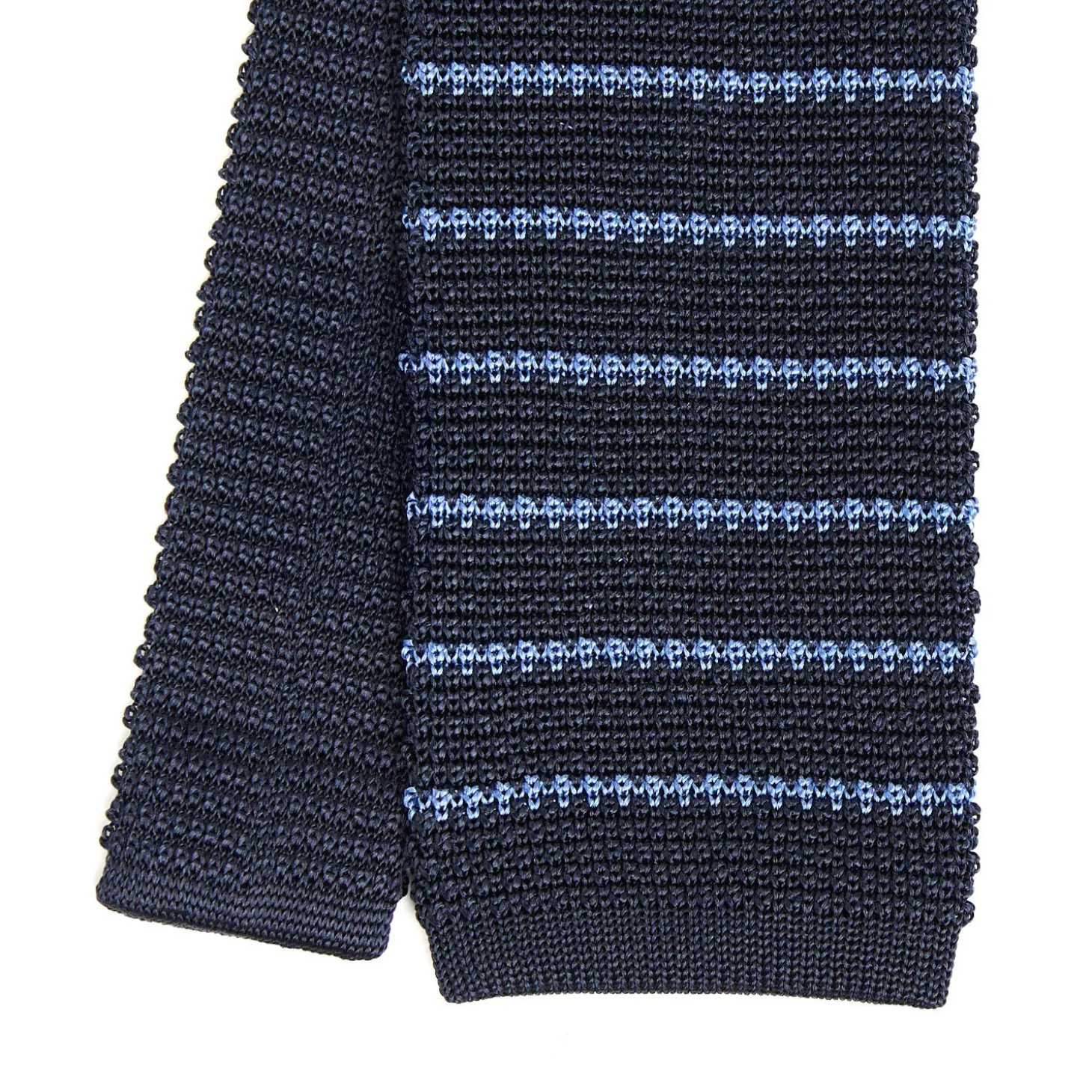 CRAVATTA TRICOT IN SETA BLU SCURO Rigata