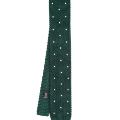 CRAVATTA TRICOT IN SETA VERDE SCURO Pois beige