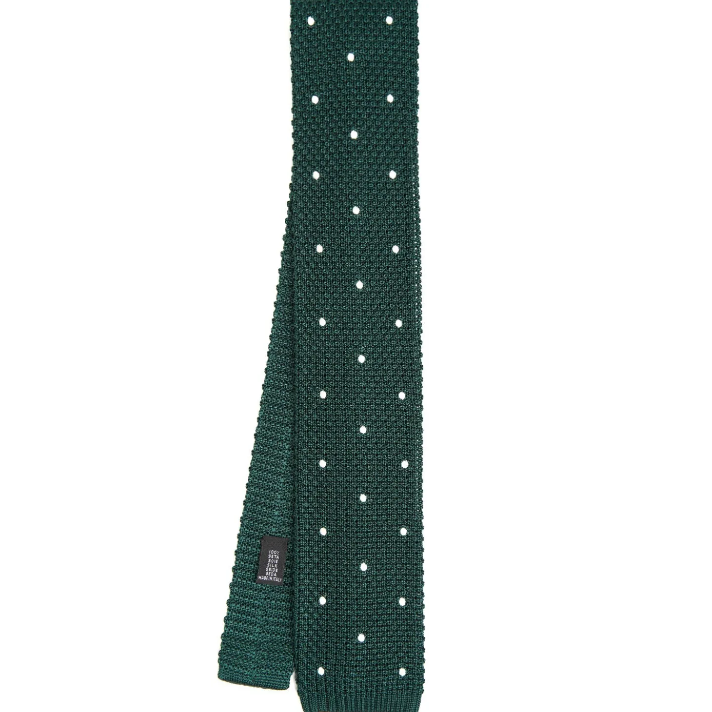 CRAVATTA TRICOT IN SETA VERDE SCURO Pois beige