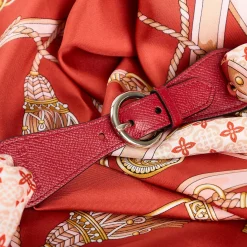 FERMAFOULARD IN PELLE BORDEAUX Con fibbia argentata
