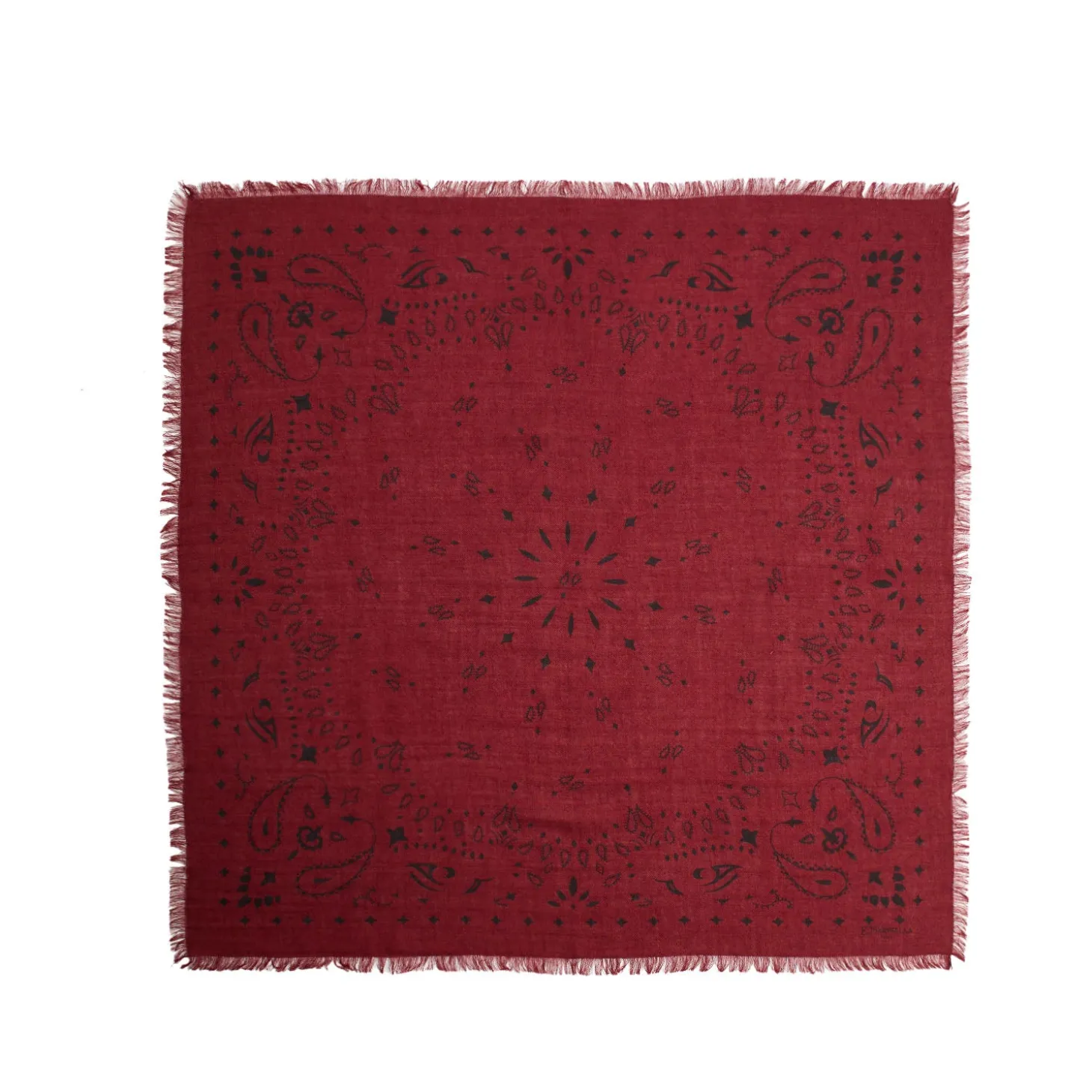 FOULARD IN LANA, CASHMERE E SETA 65 BORDEAUX Paisley