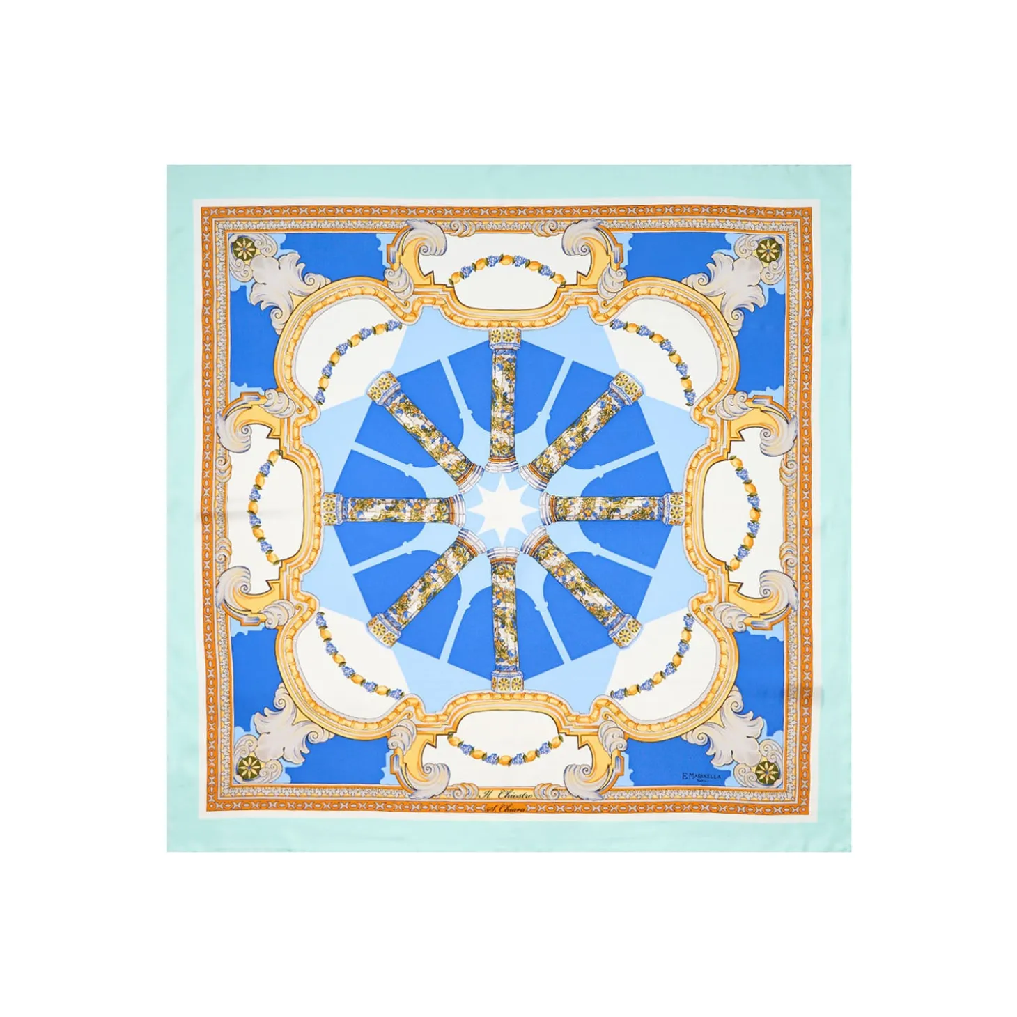 FOULARD IN SETA 90 AZZURRO Il chiostro di santa chiara