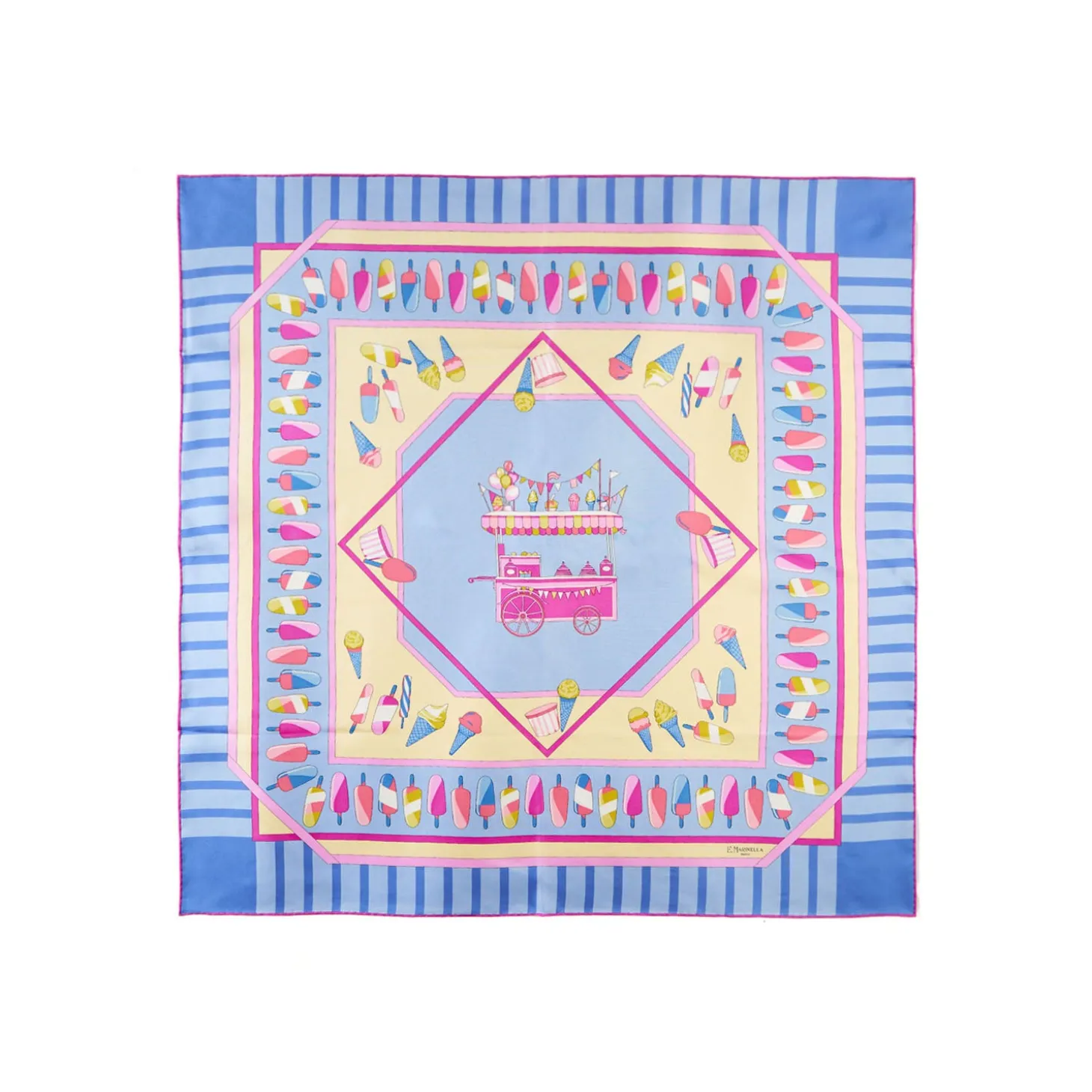 FOULARD IN SETA 90 AZZURRO La gelateria