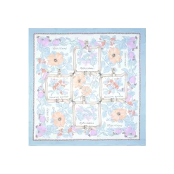 FOULARD IN SETA 90 AZZURRO La rosa canina