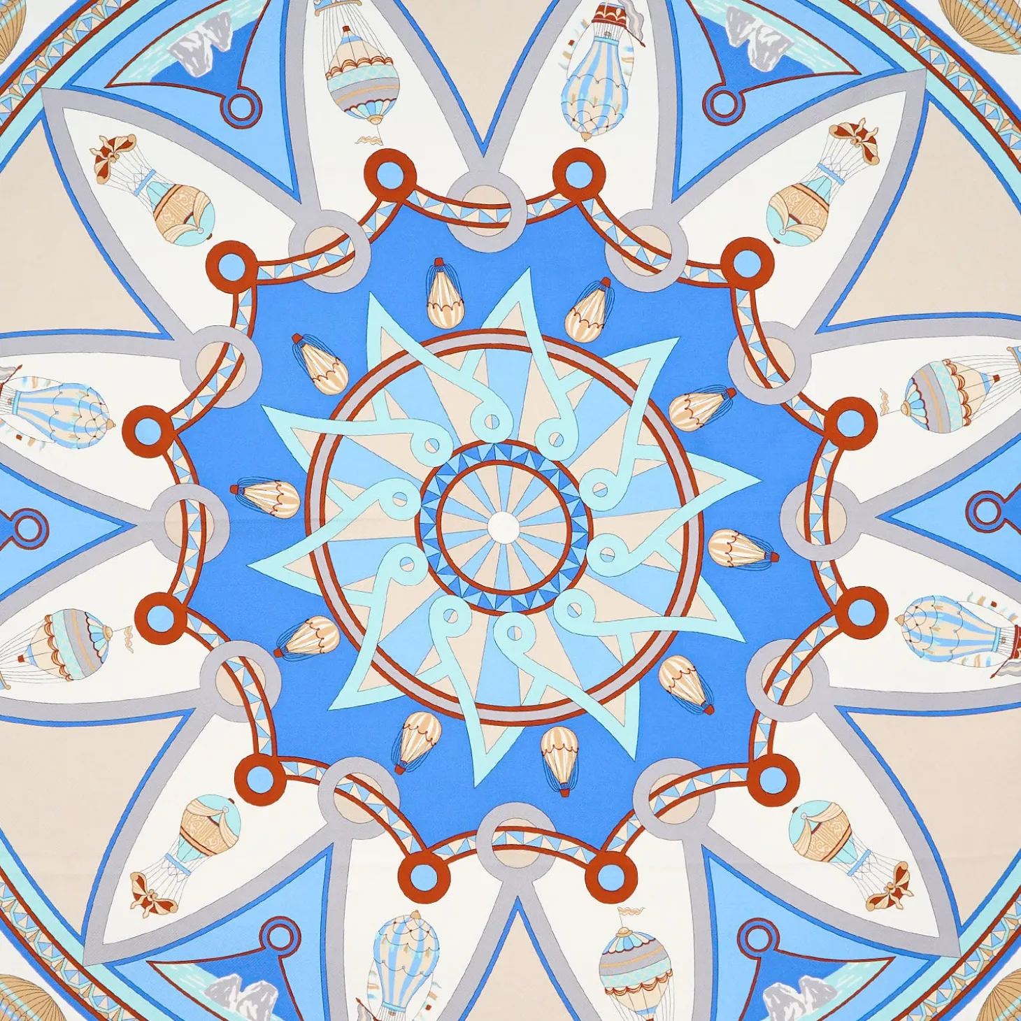 FOULARD IN SETA 90 AZZURRO Le mongolfiere