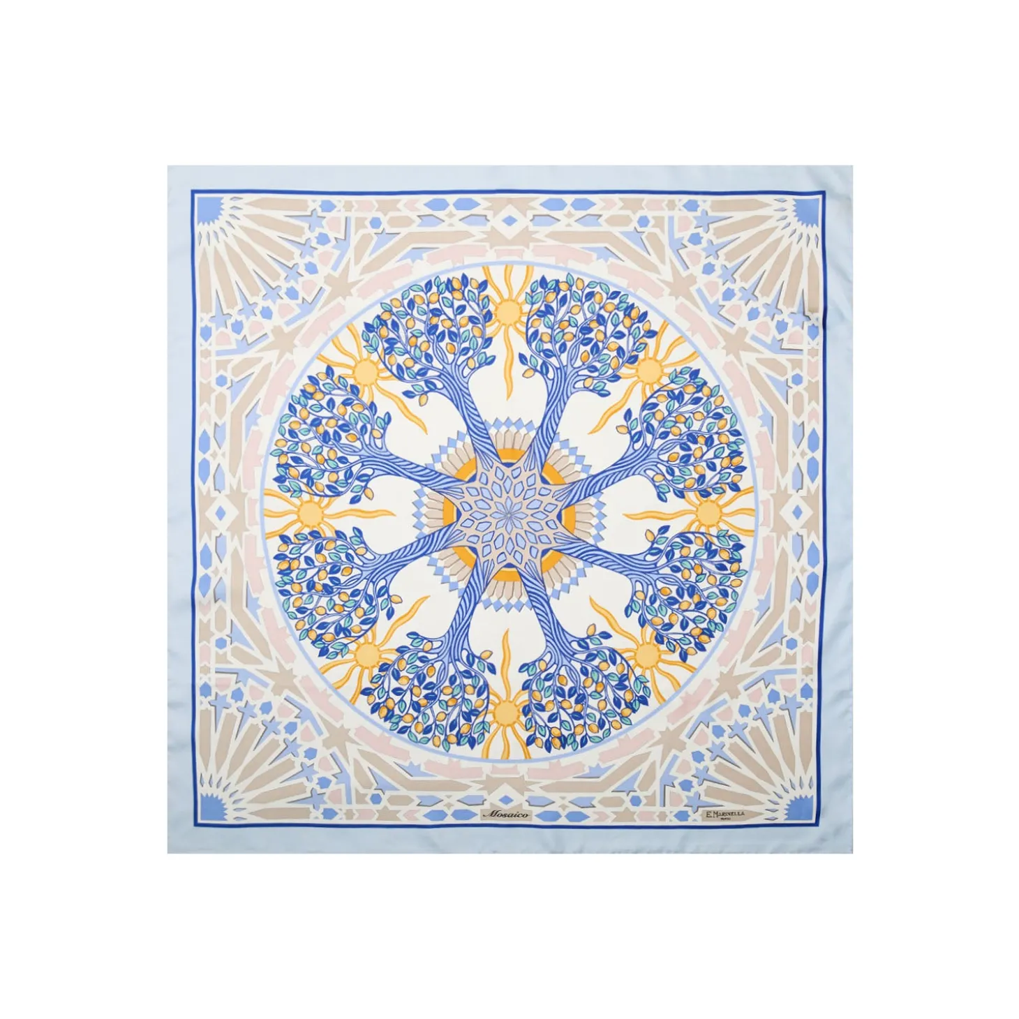 FOULARD IN SETA 90 AZZURRO Mosaico