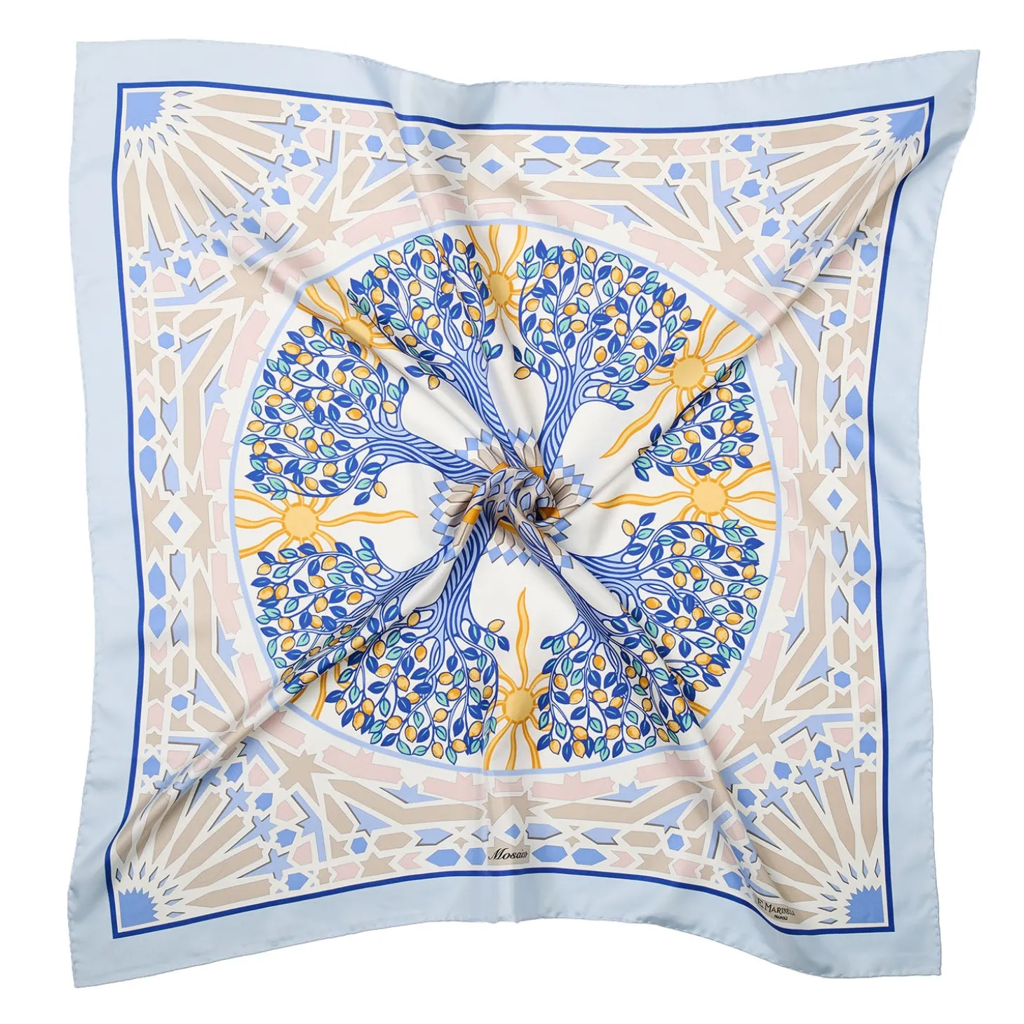 FOULARD IN SETA 90 AZZURRO Mosaico