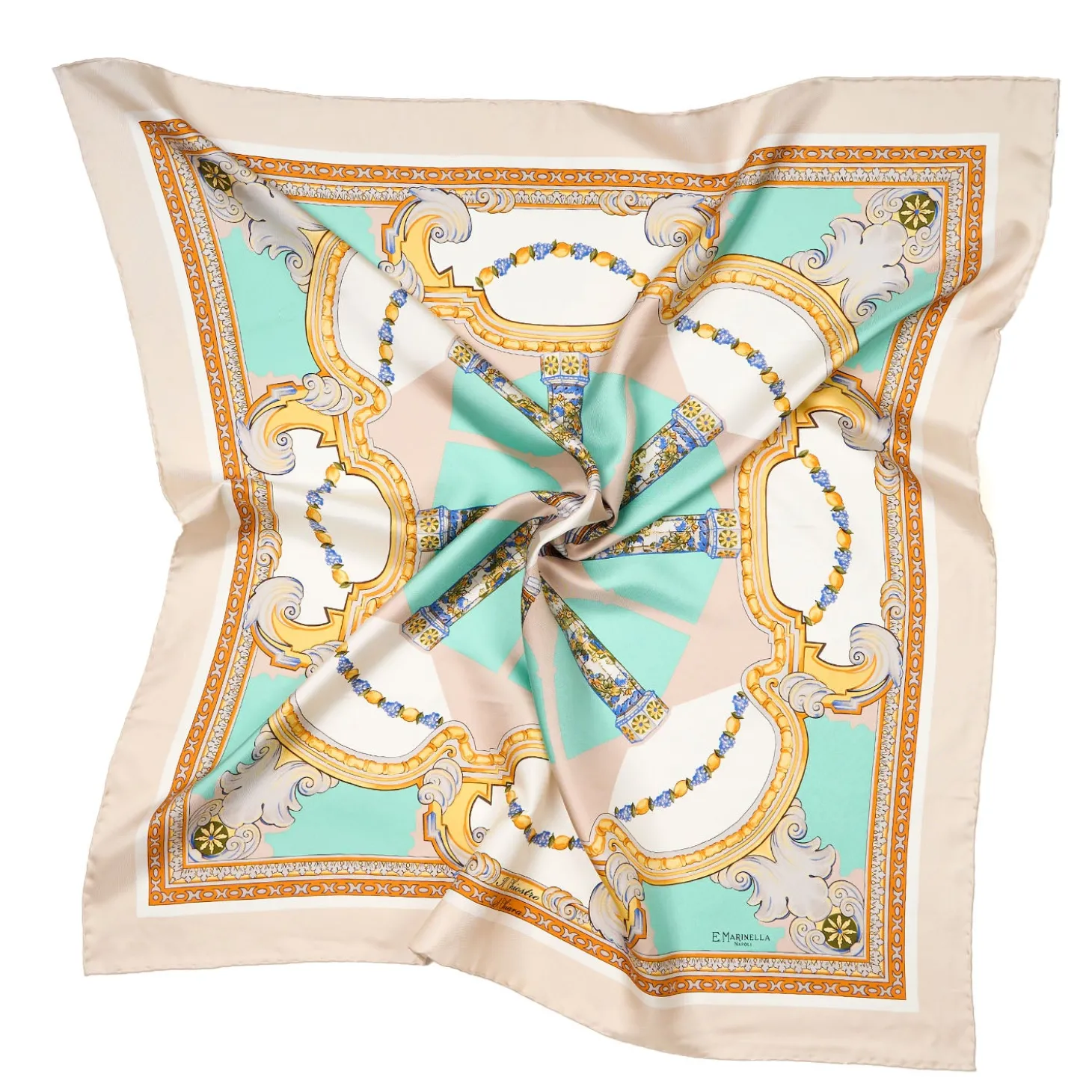 FOULARD IN SETA 90 BEIGE Il chiostro di santa chiara