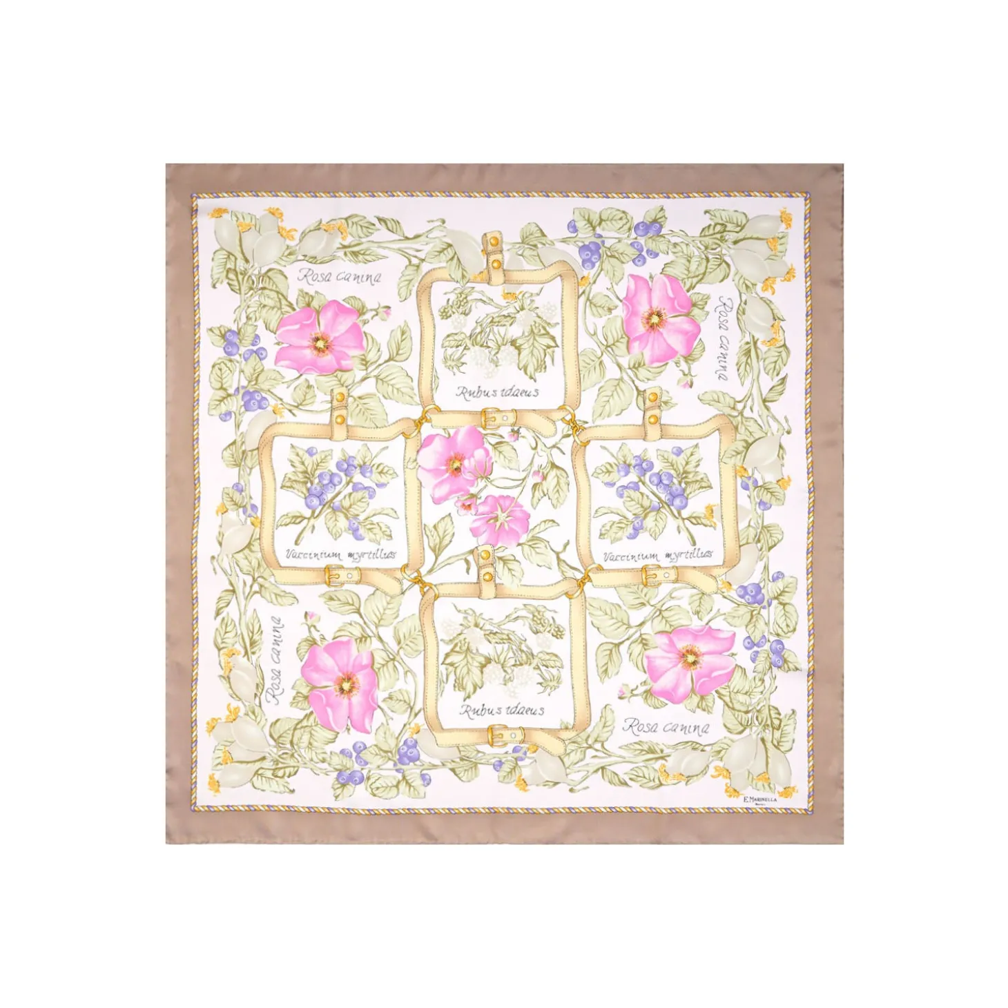 FOULARD IN SETA 90 BEIGE La rosa canina