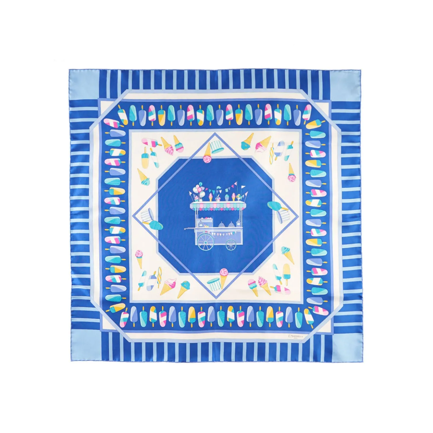 FOULARD IN SETA 90 BLU La gelateria