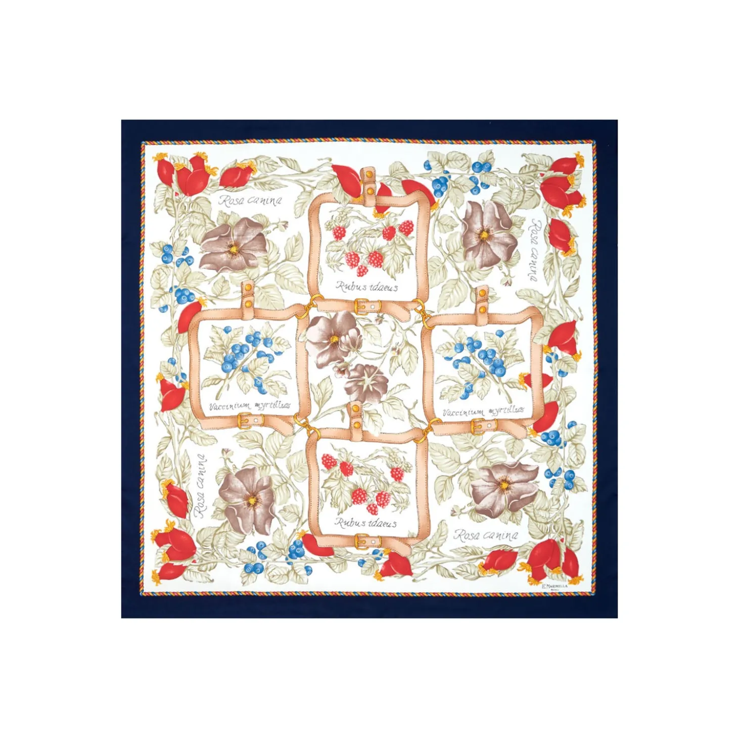 FOULARD IN SETA 90 BLU La rosa canina