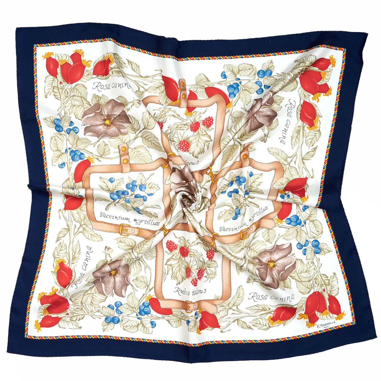 FOULARD IN SETA 90 BLU La rosa canina