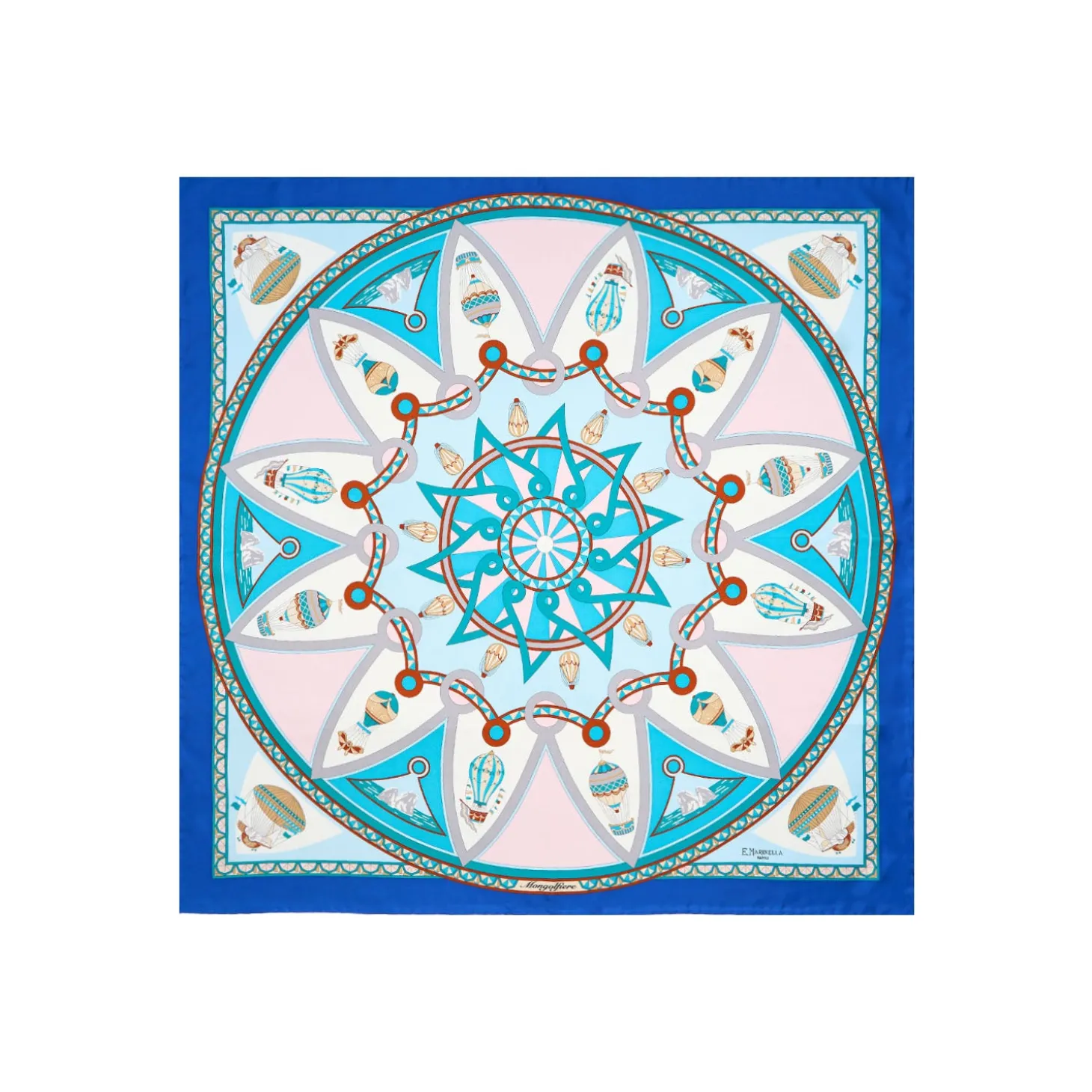 FOULARD IN SETA 90 BLU Le mongolfiere