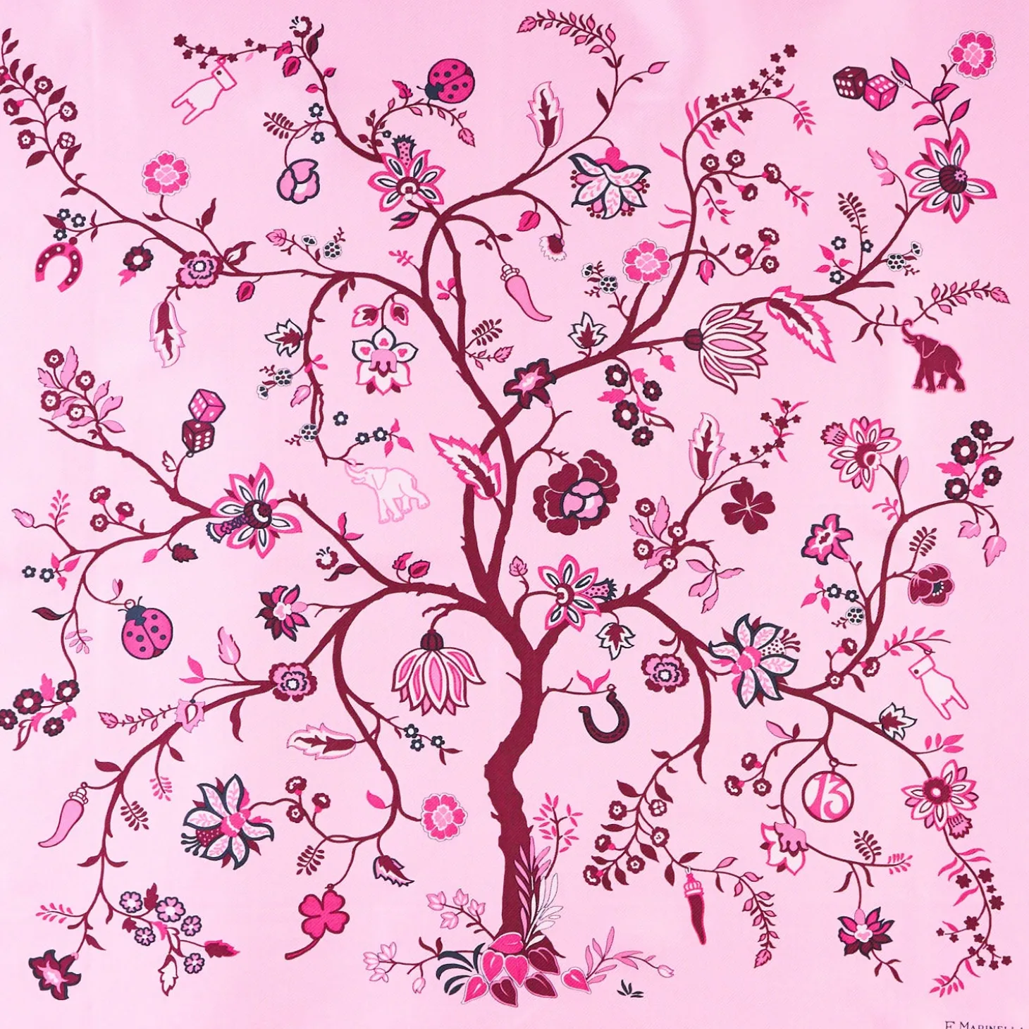 FOULARD IN SETA 90 BORDEAUX L'albero della vita