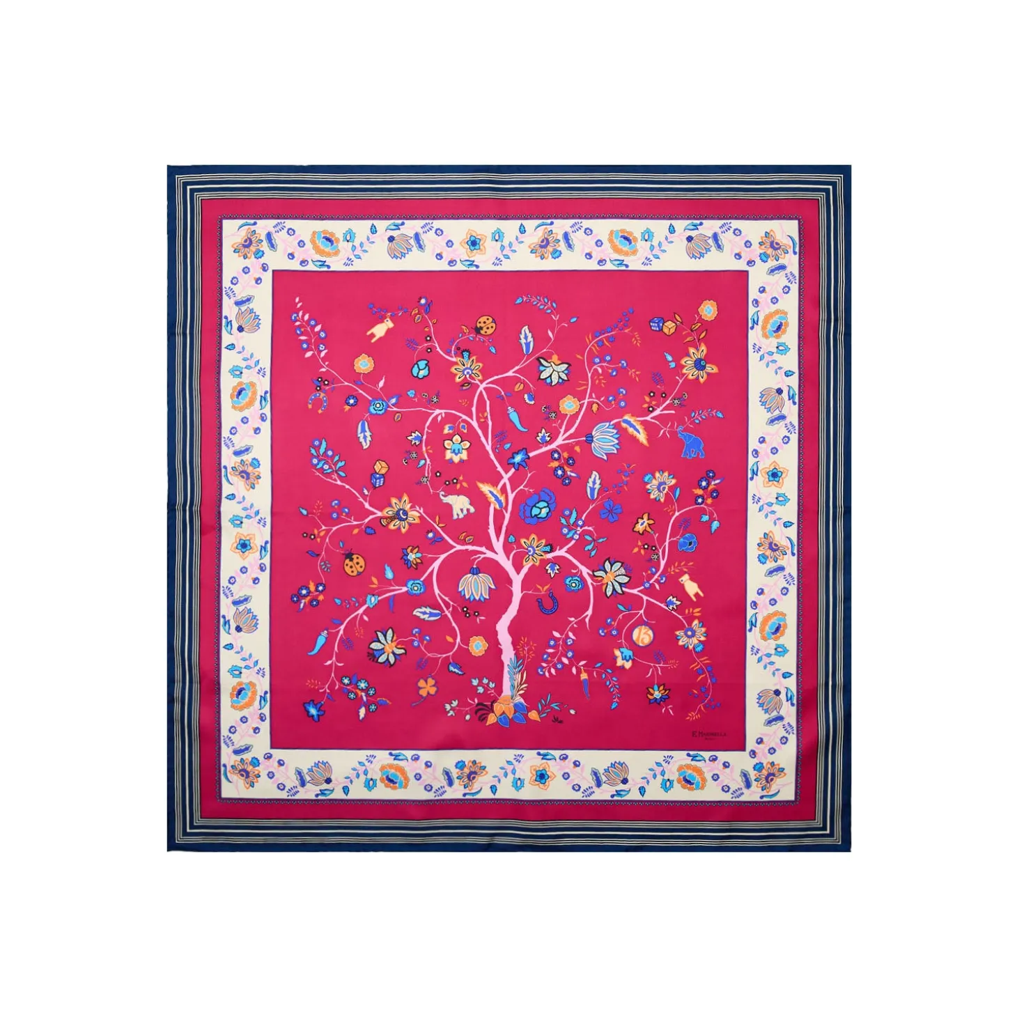 FOULARD IN SETA 90 FUCSIA L'albero della vita