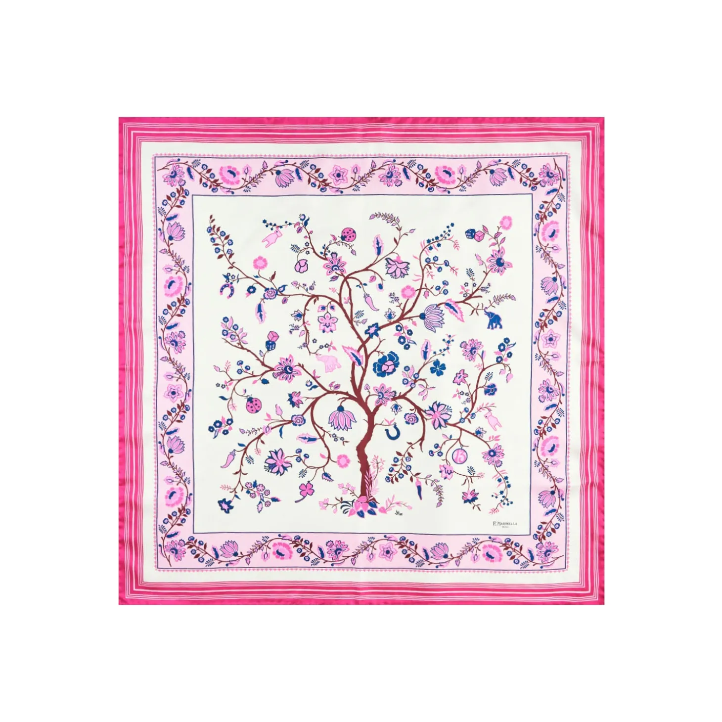 FOULARD IN SETA 90 FUCSIA L'albero della vita