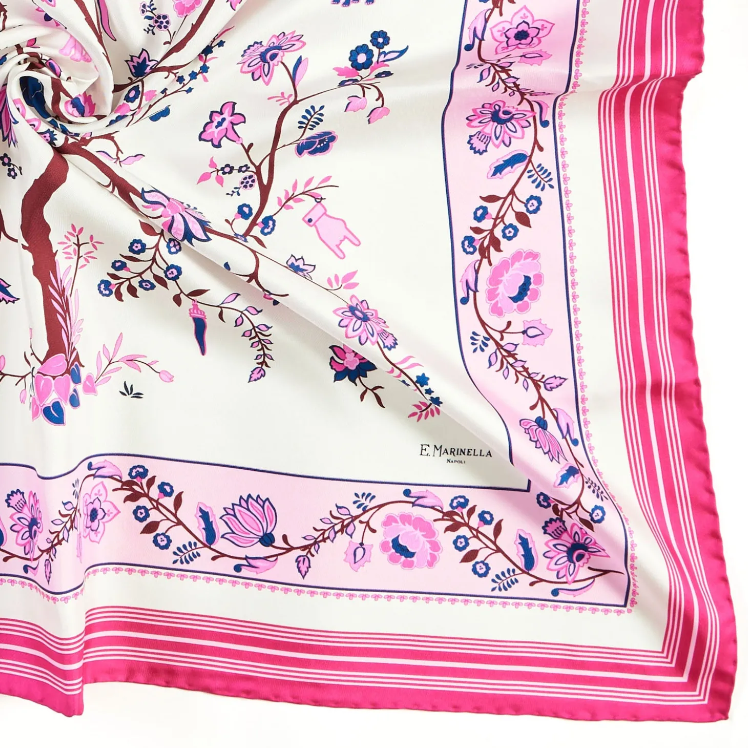 FOULARD IN SETA 90 FUCSIA L'albero della vita